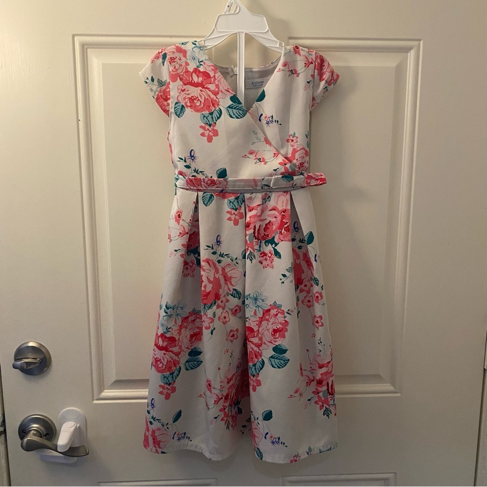 White and Pink Casual Flower Dress
